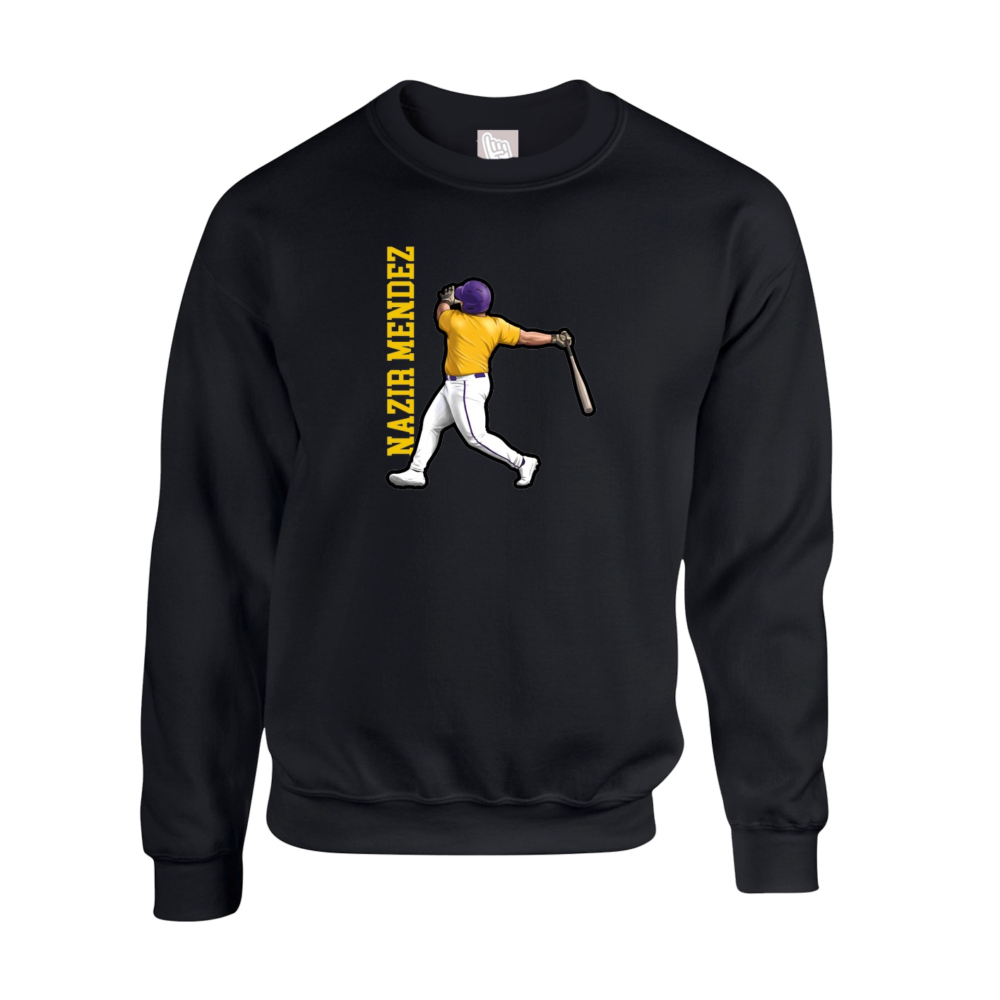 Fleece Crew — Name Vertical in Black
