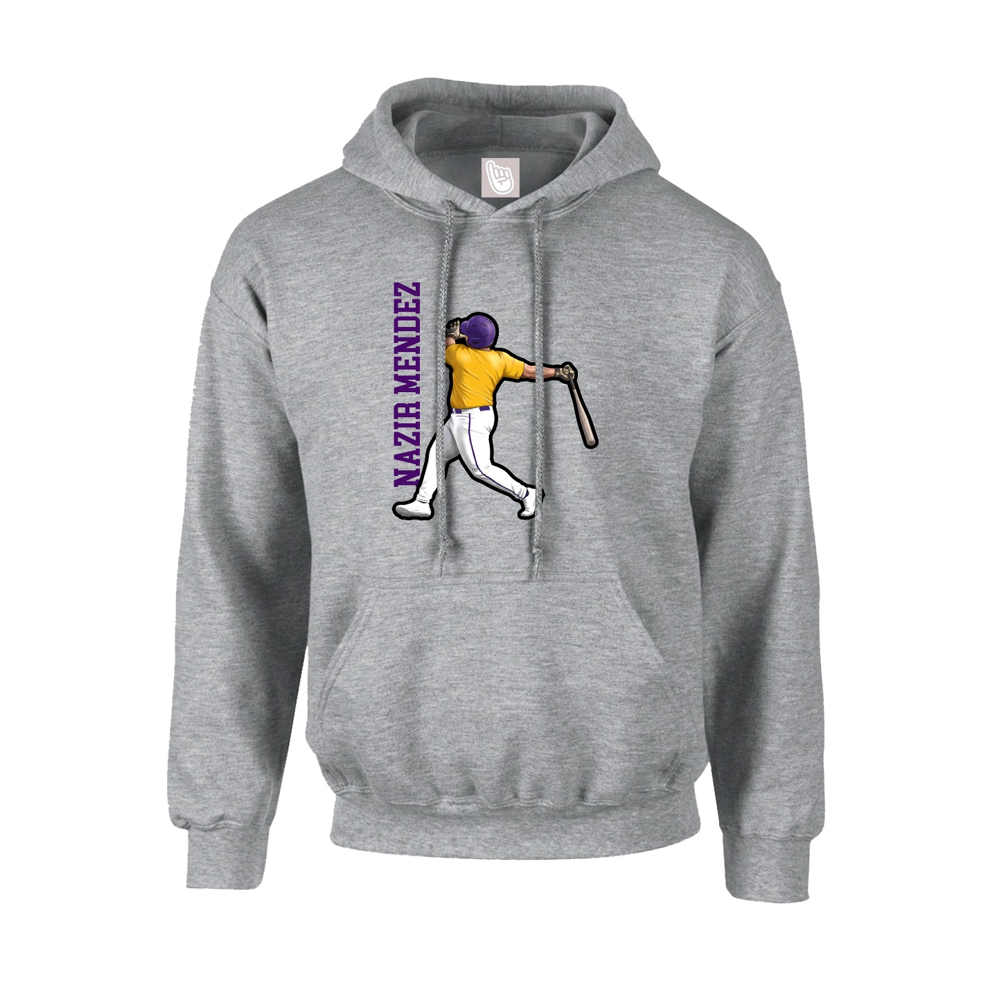 Youth Hoodie — Name Vertical in Grey