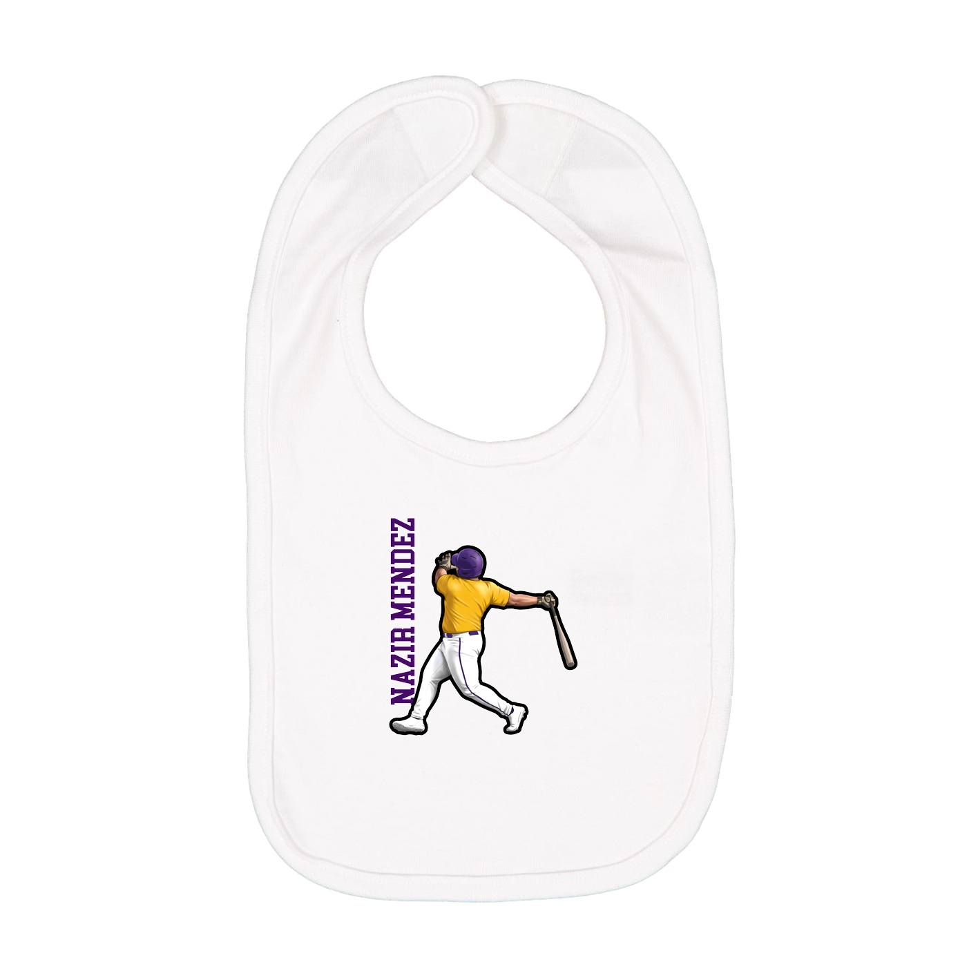Infant Bib — Name Vertical in White
