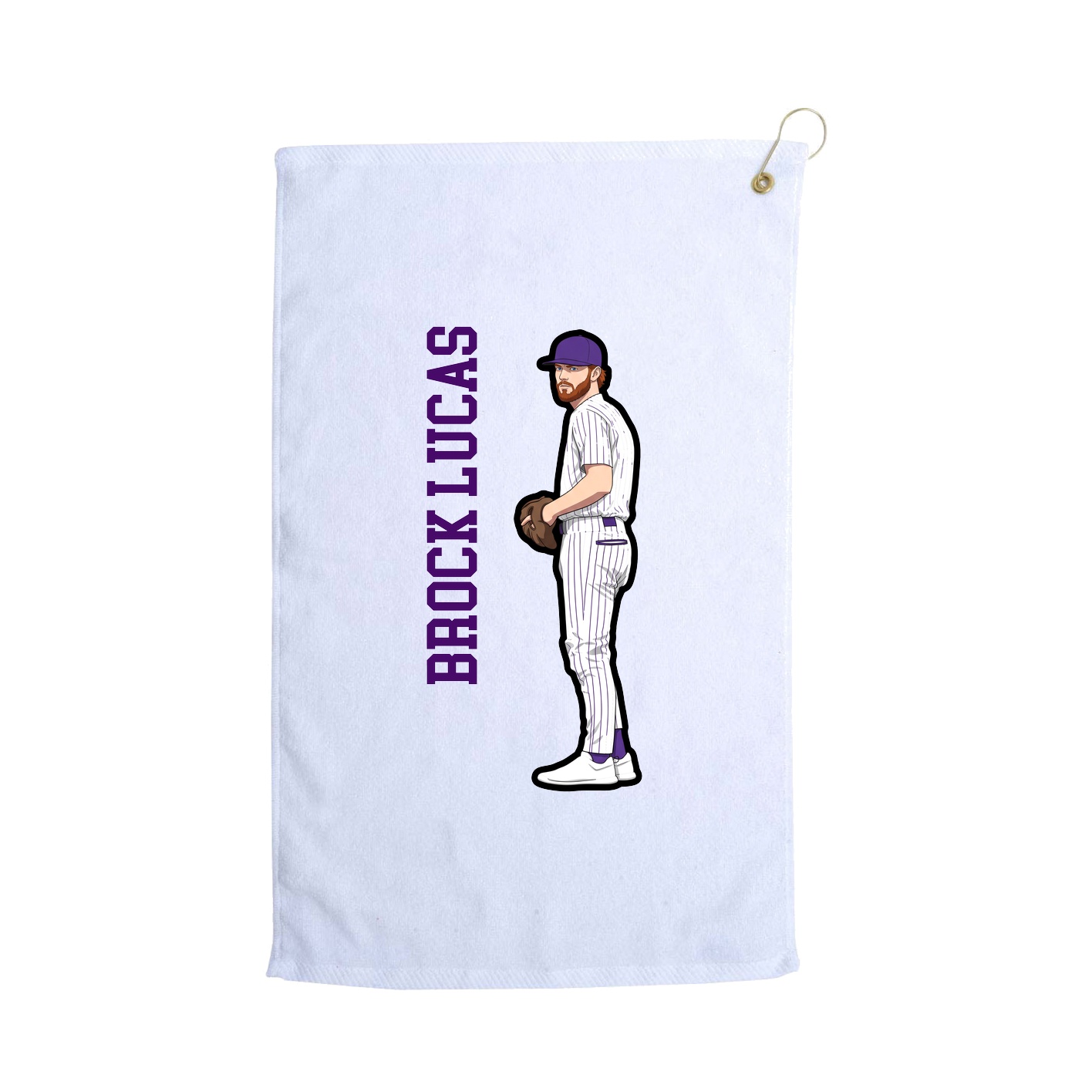 Golf Towel — Name Vertical in White