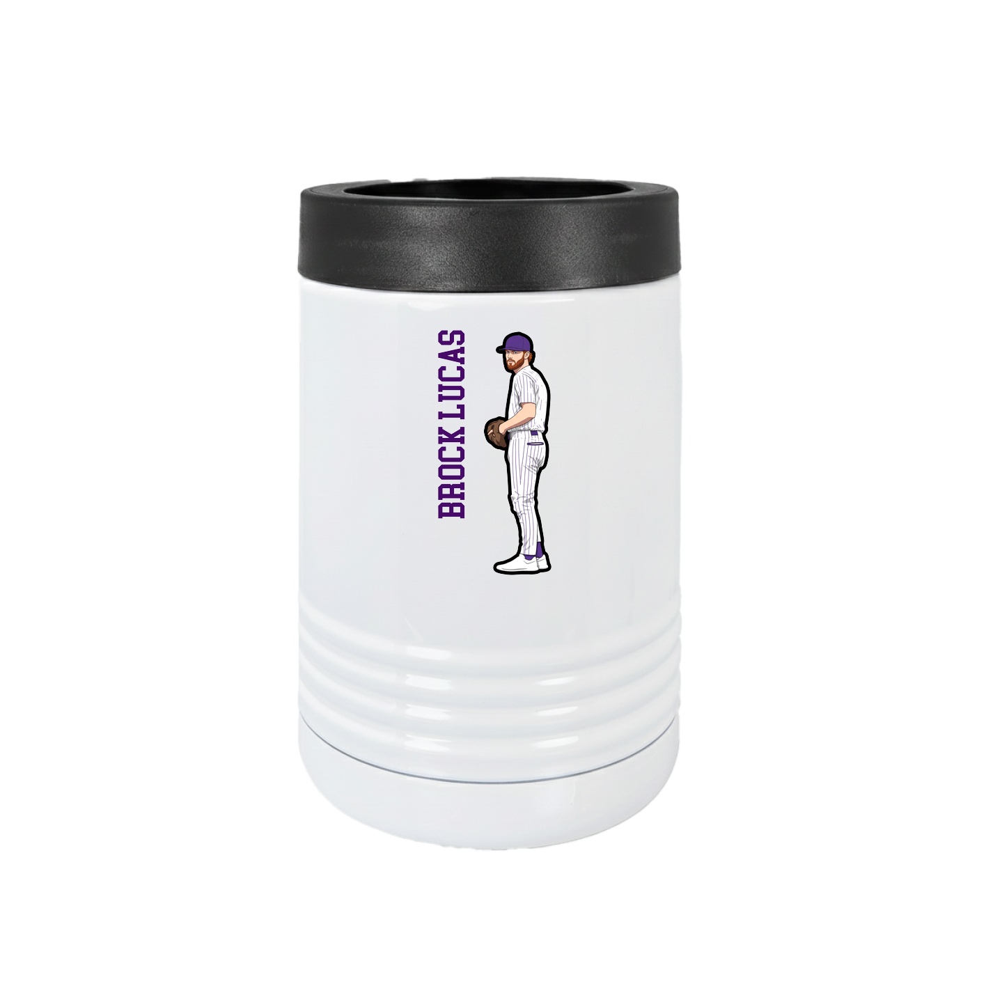 Beverage Holder — Name Vertical in White