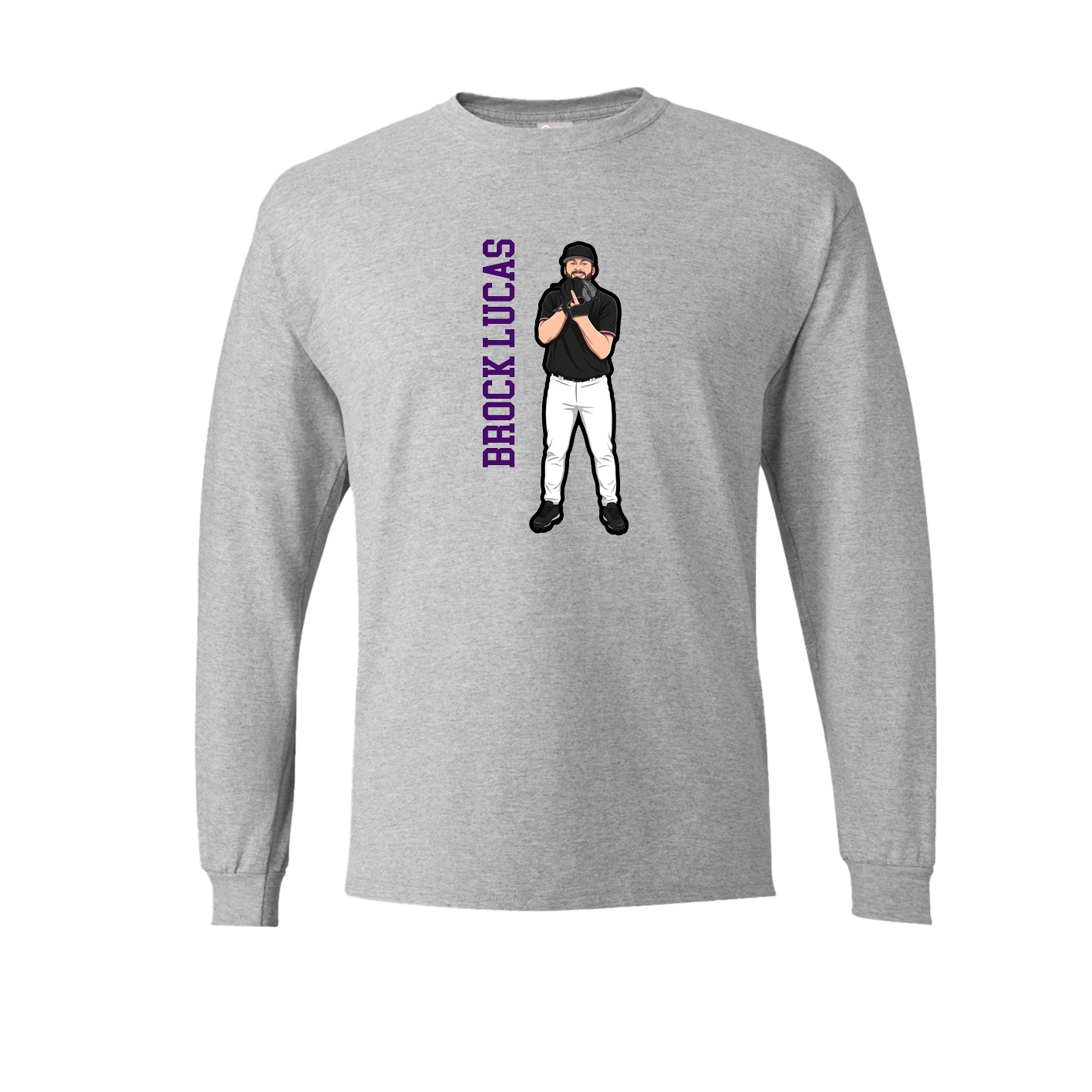 Long Sleeve Tee — Name Vertical in Grey