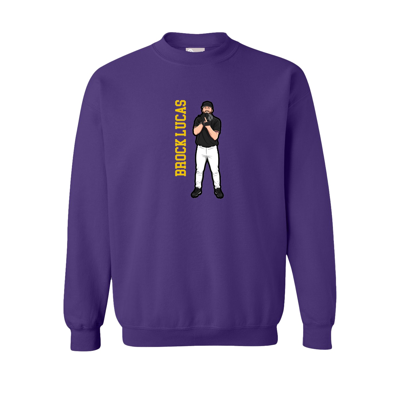 Fleece Crew — Name Vertical in Purple