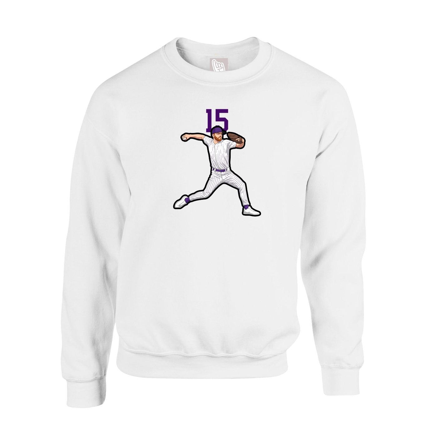 Fleece Crew — Number Top in White