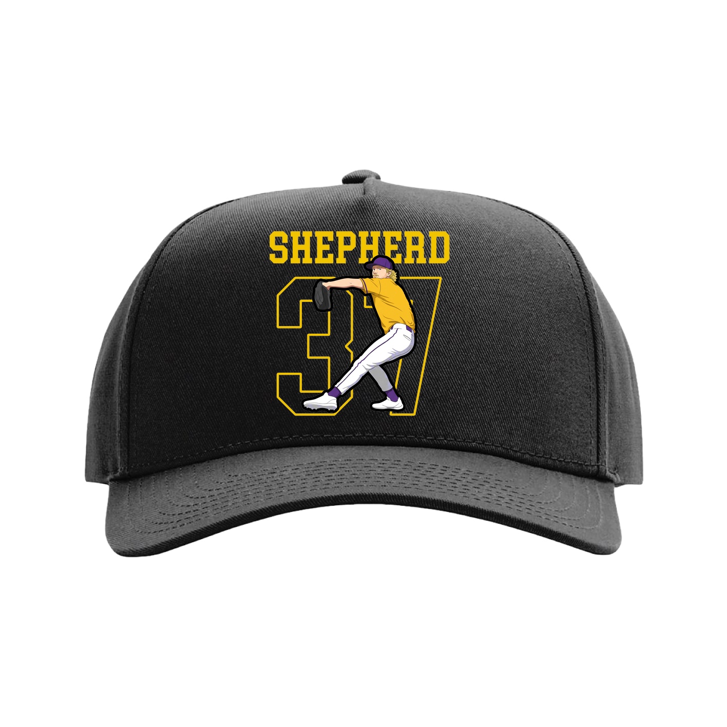 Full Fabric Five-Panel Champ Cap — Shirsey in Black
