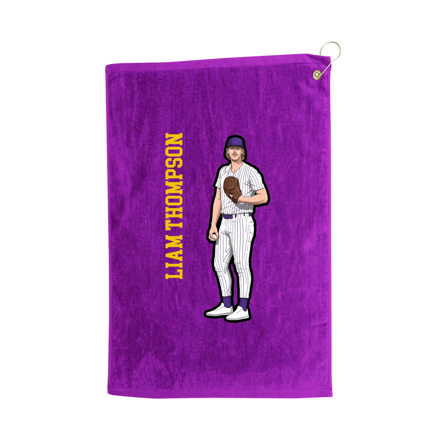 Golf Towel — Name Vertical in Purple
