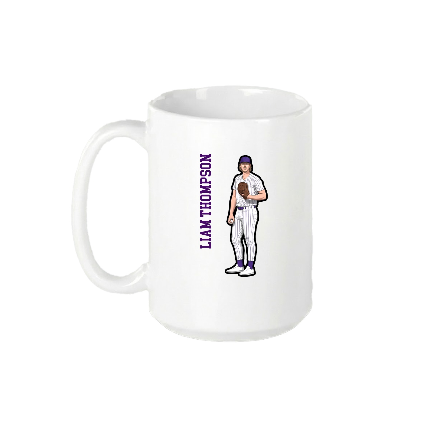 15oz Coffee Mug — Name Vertical in White
