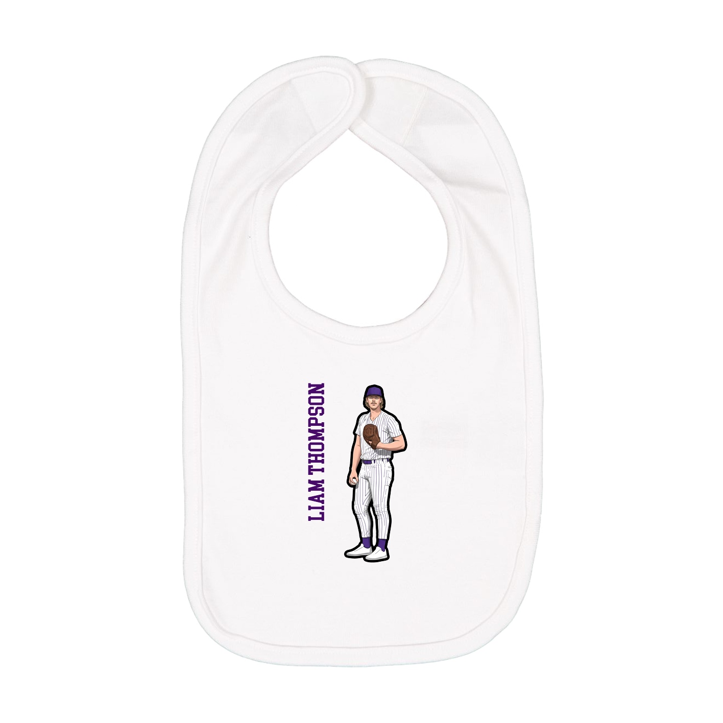 Infant Bib — Name Vertical in White