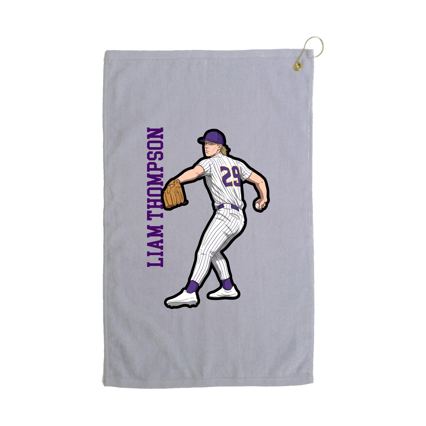 Golf Towel — Name Vertical in Grey