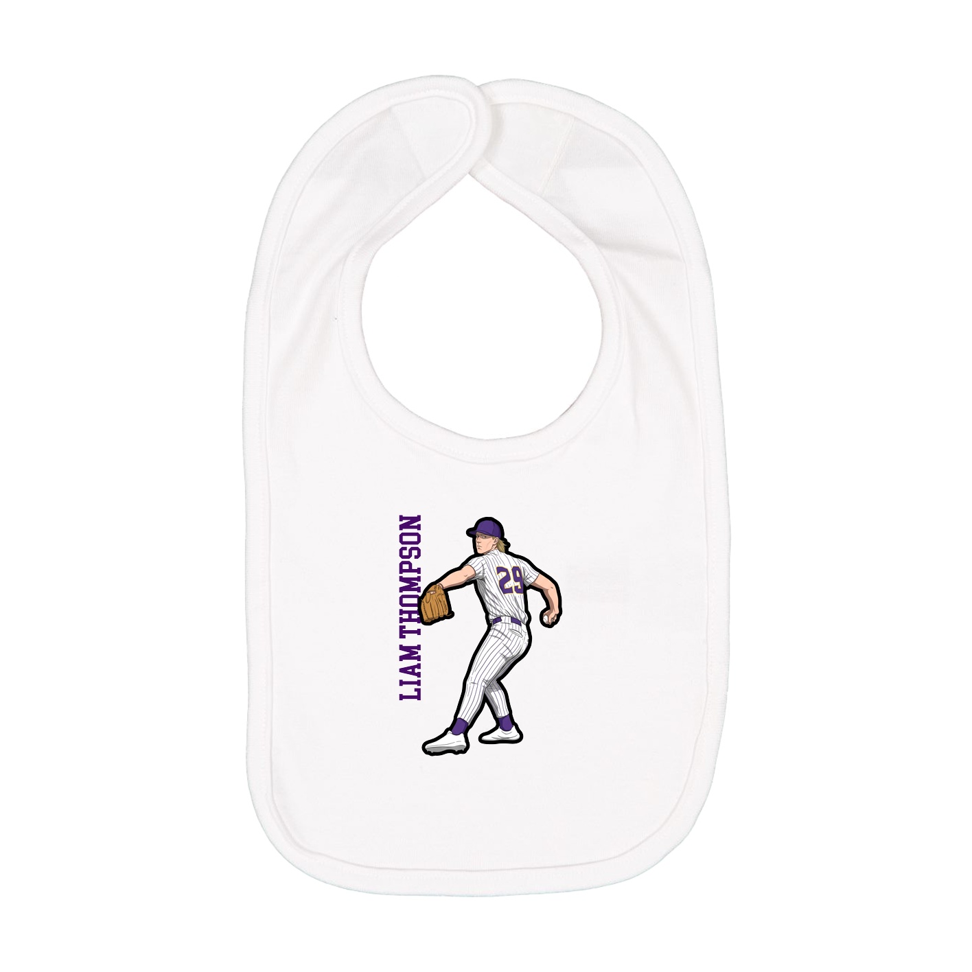 Infant Bib — Name Vertical in White