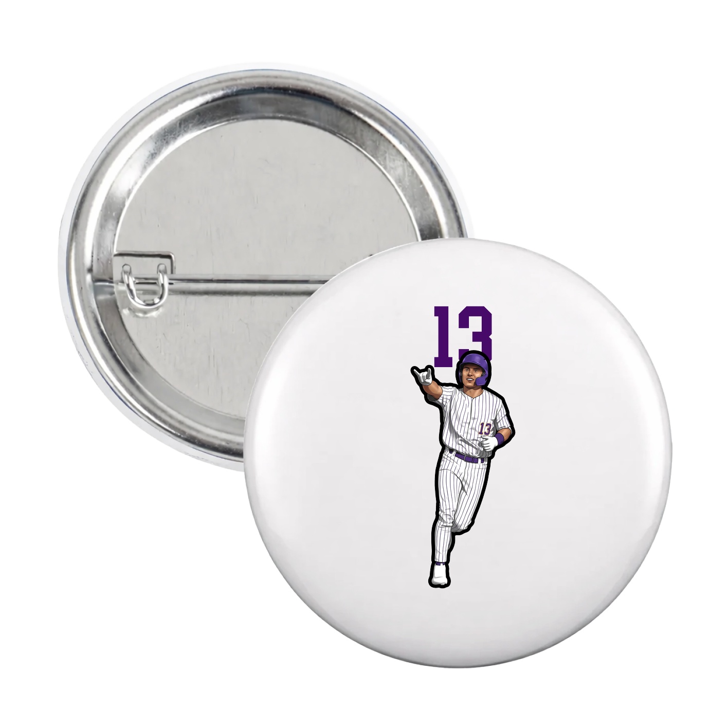 Game Day Button — Number Top in White