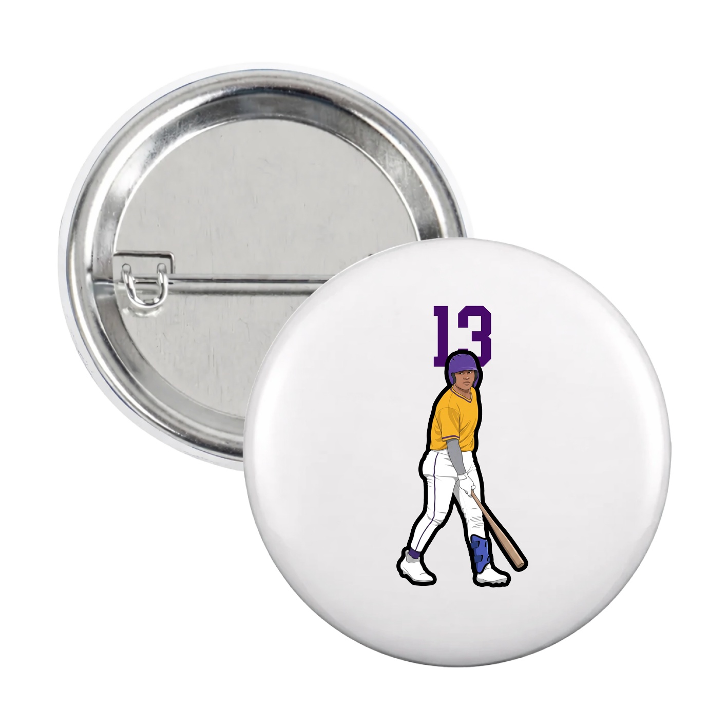 Game Day Button — Number Top in White