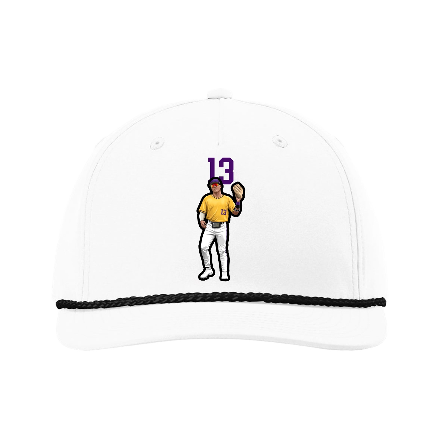 Five-Panel Classic Rope Cap — Number Top in White