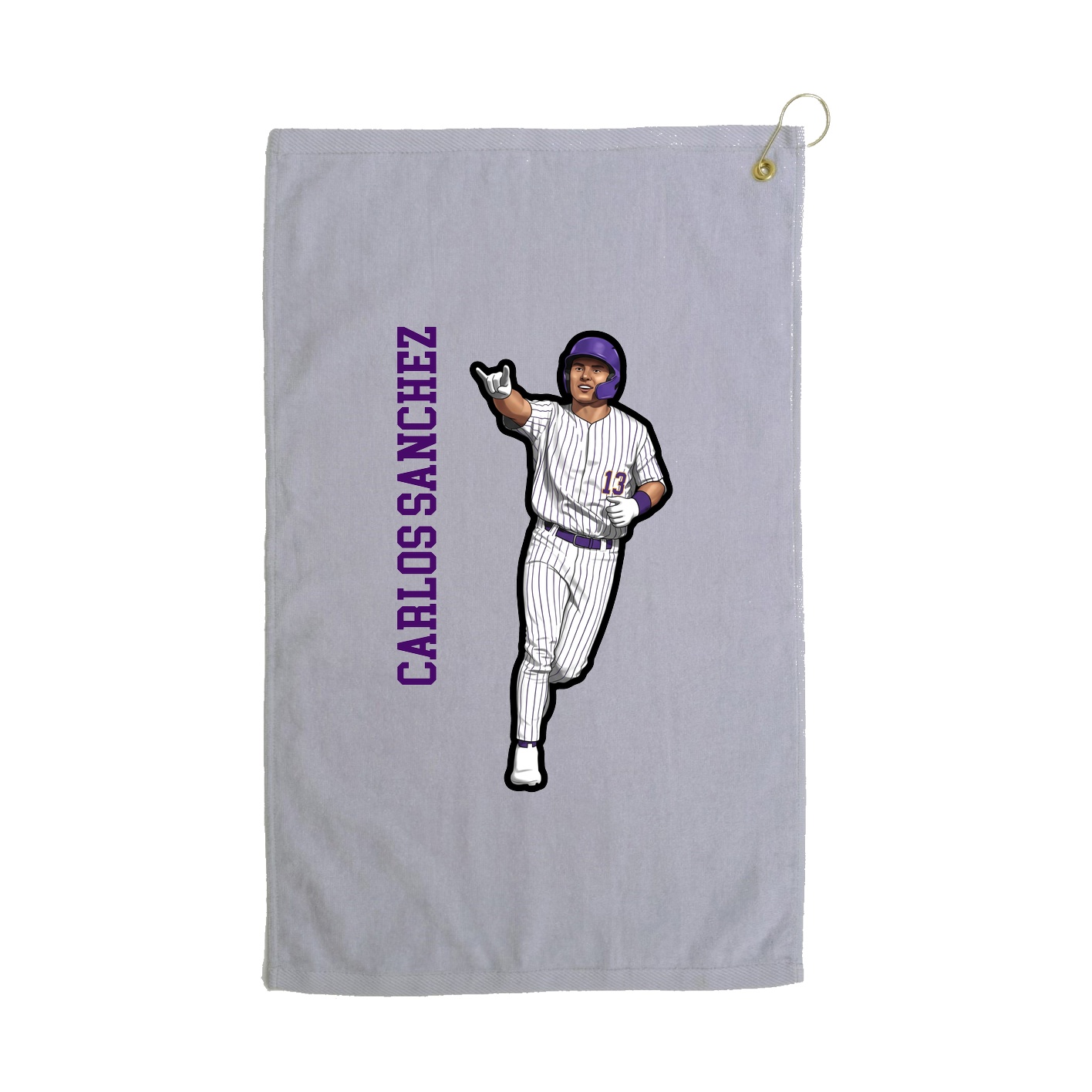 Golf Towel — Name Vertical in Grey