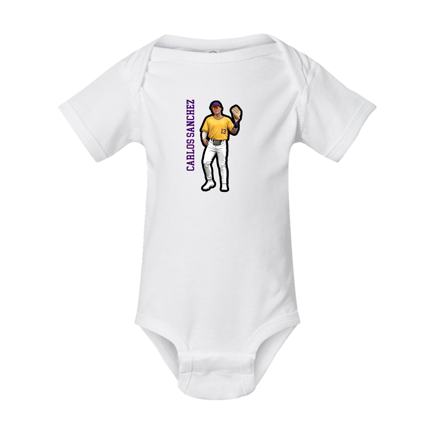 Baby Onesie — Name Vertical in White