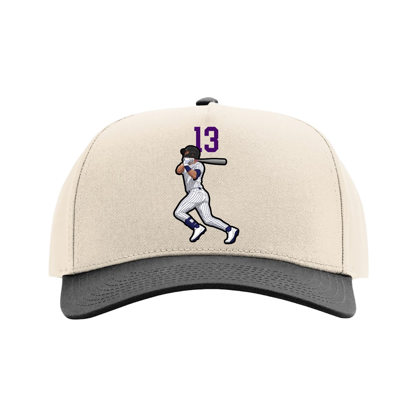 Full Fabric Five-Panel Champ Cap — Number Top in Cream/Black