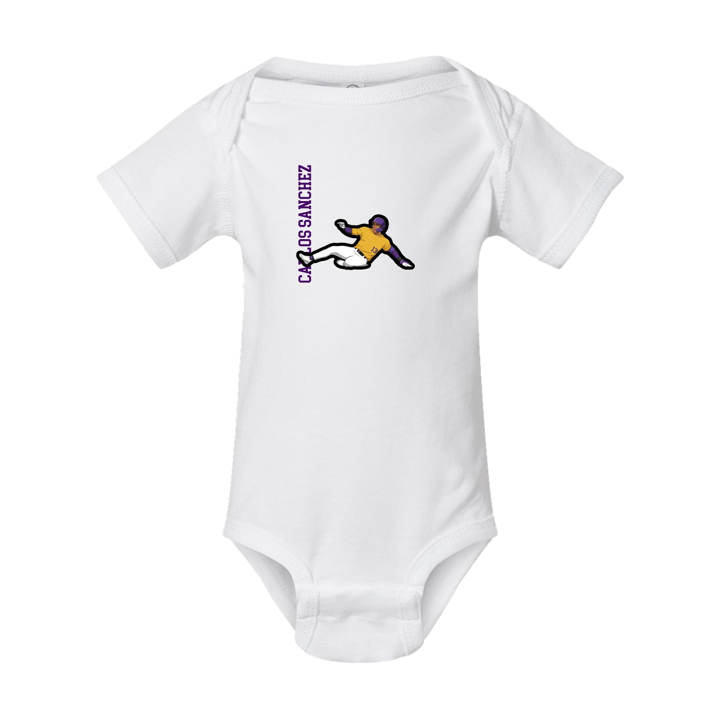 Baby Onesie — Name Vertical in White
