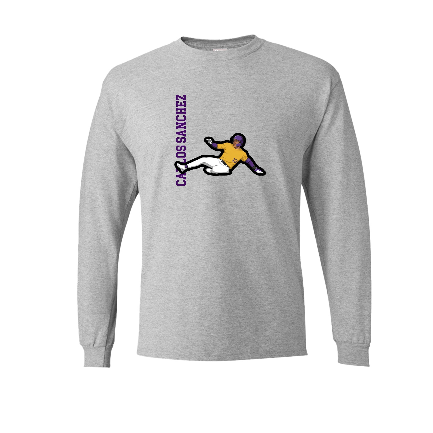 Long Sleeve Tee — Name Vertical in Grey