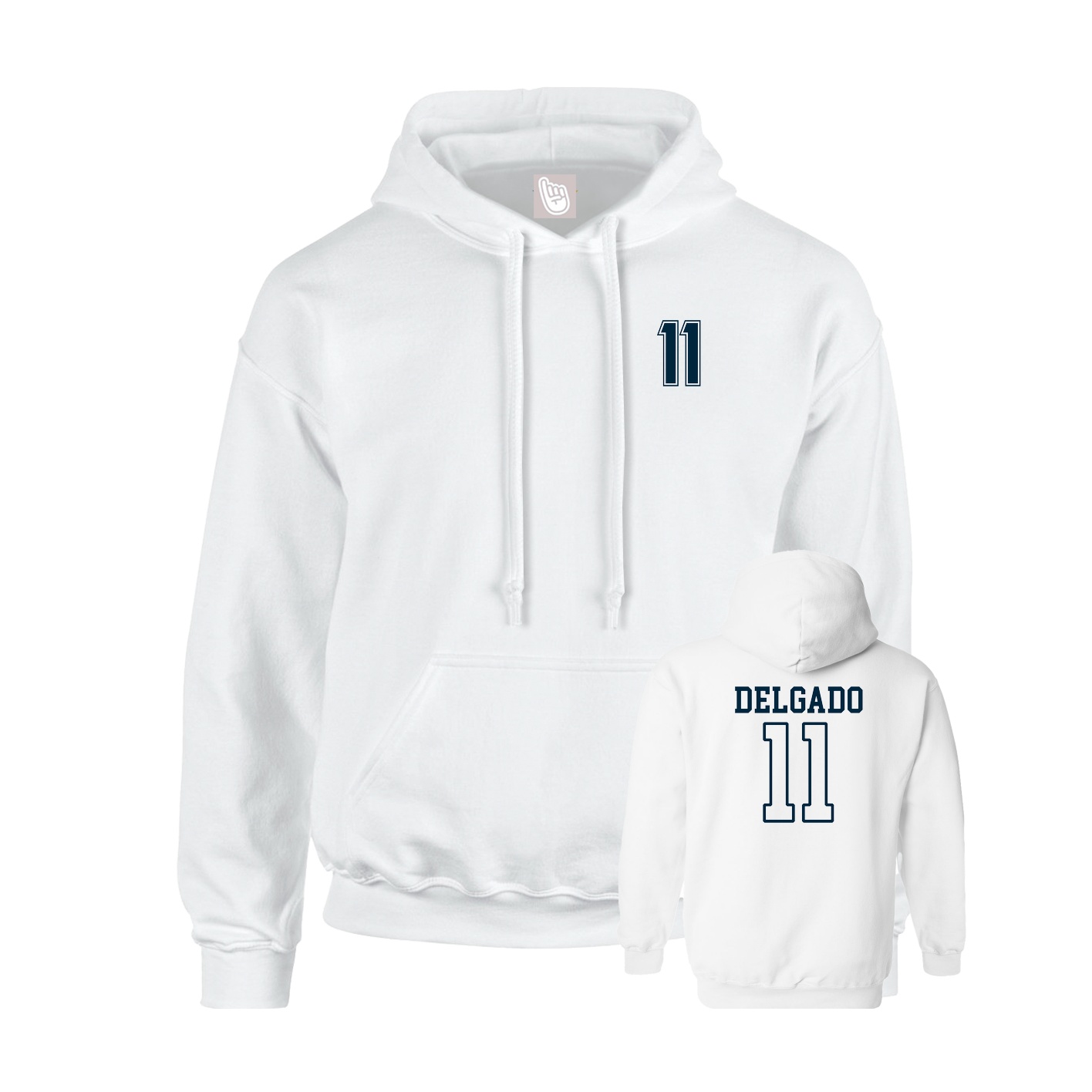Youth Hoodie — Chest Back in White
