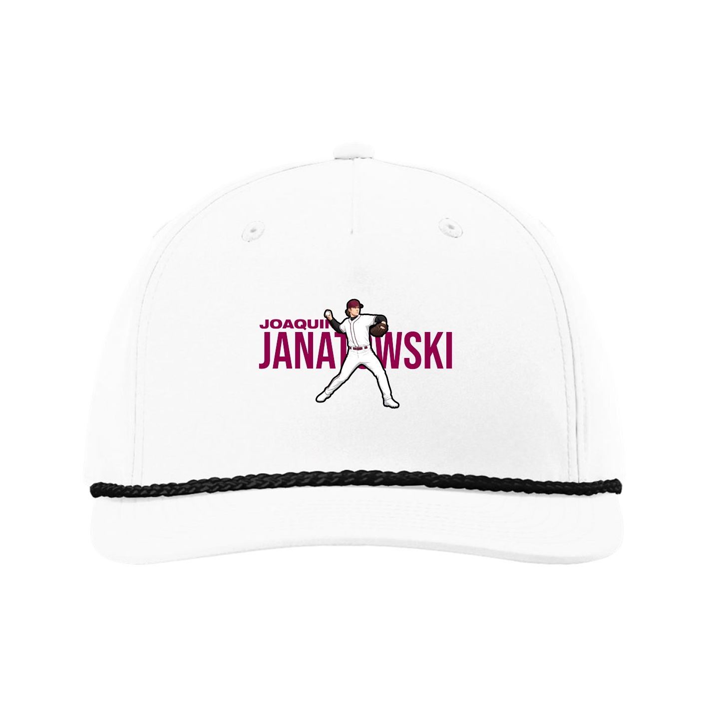 Five-Panel Classic Rope Cap — Player Name in White