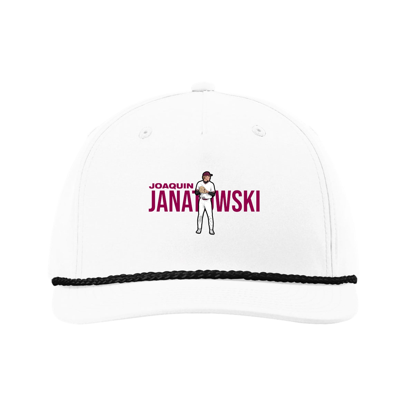 Five-Panel Classic Rope Cap — Player Name in White