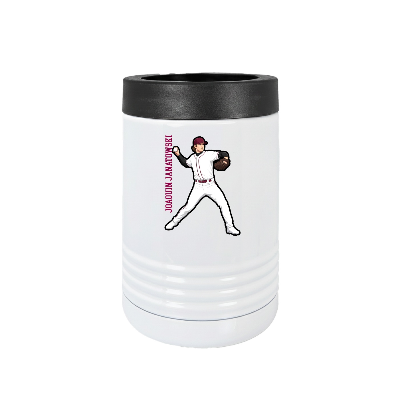 Beverage Holder — Name Vertical in White