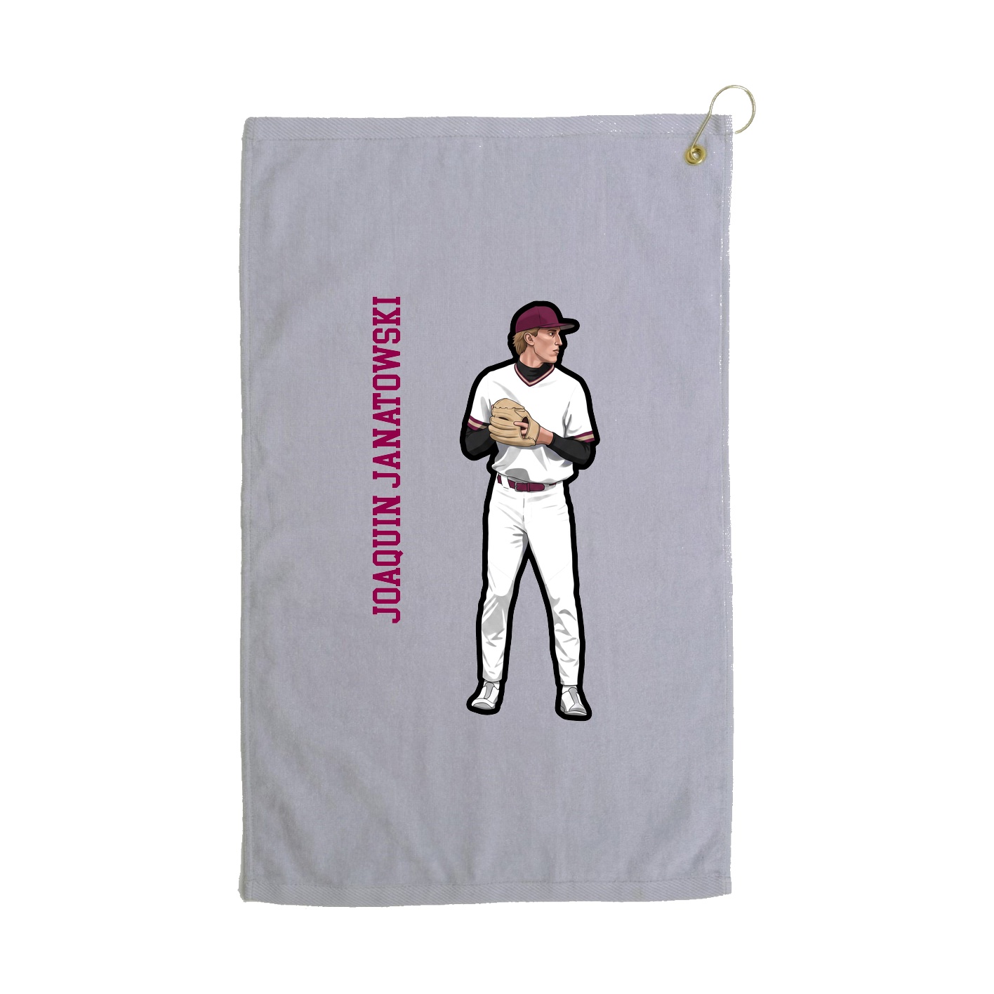 Golf Towel — Name Vertical in Grey