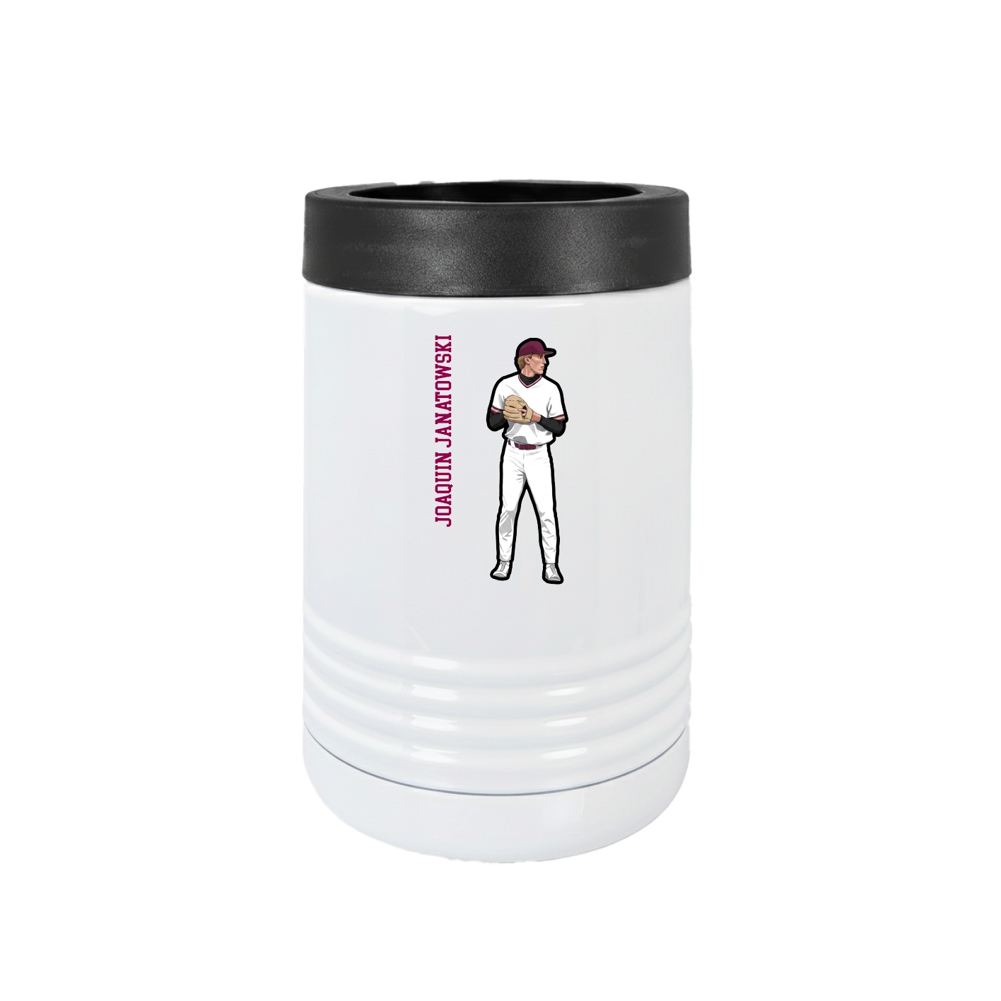 Beverage Holder — Name Vertical in White