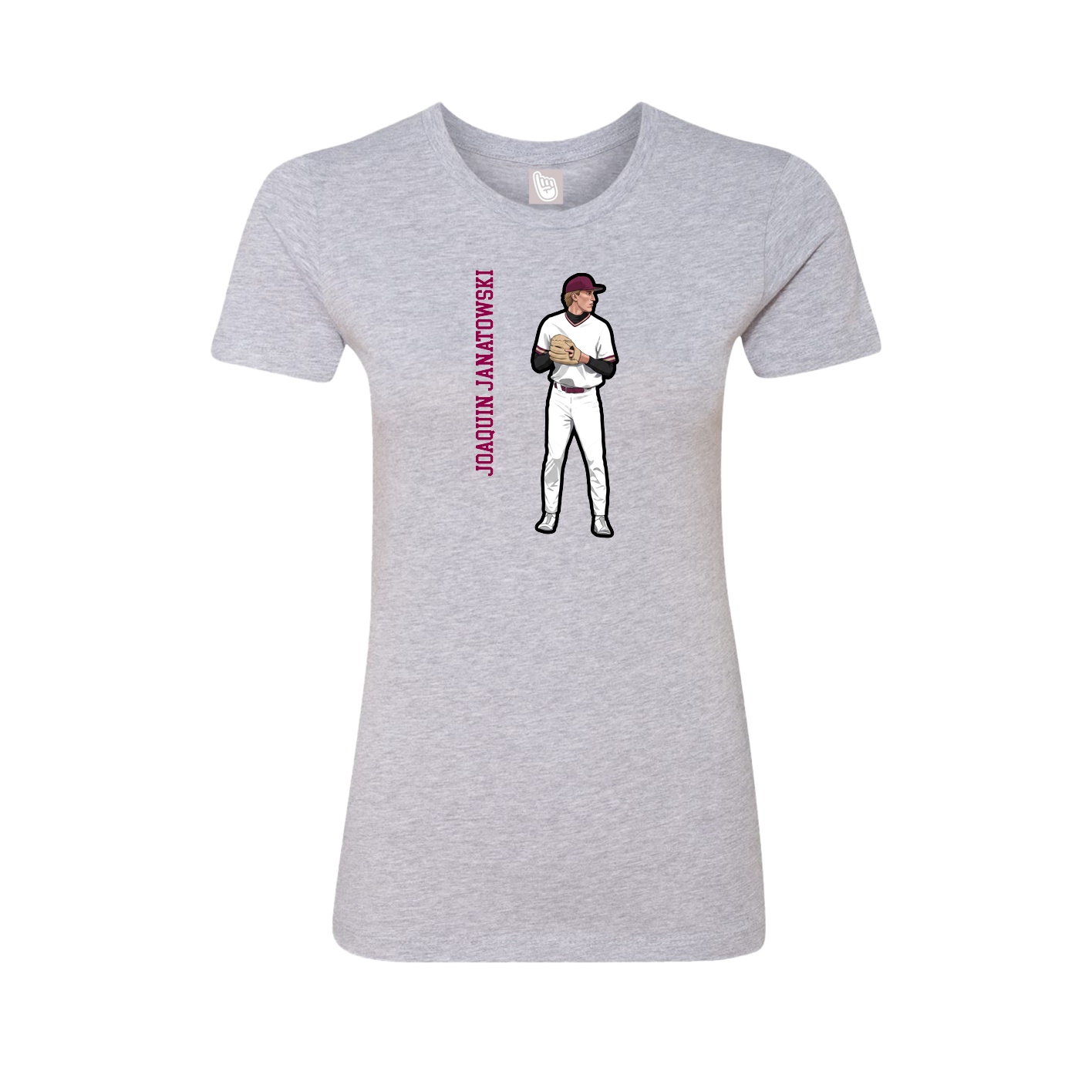 Fitted Women's Tee — Name Vertical in Grey
