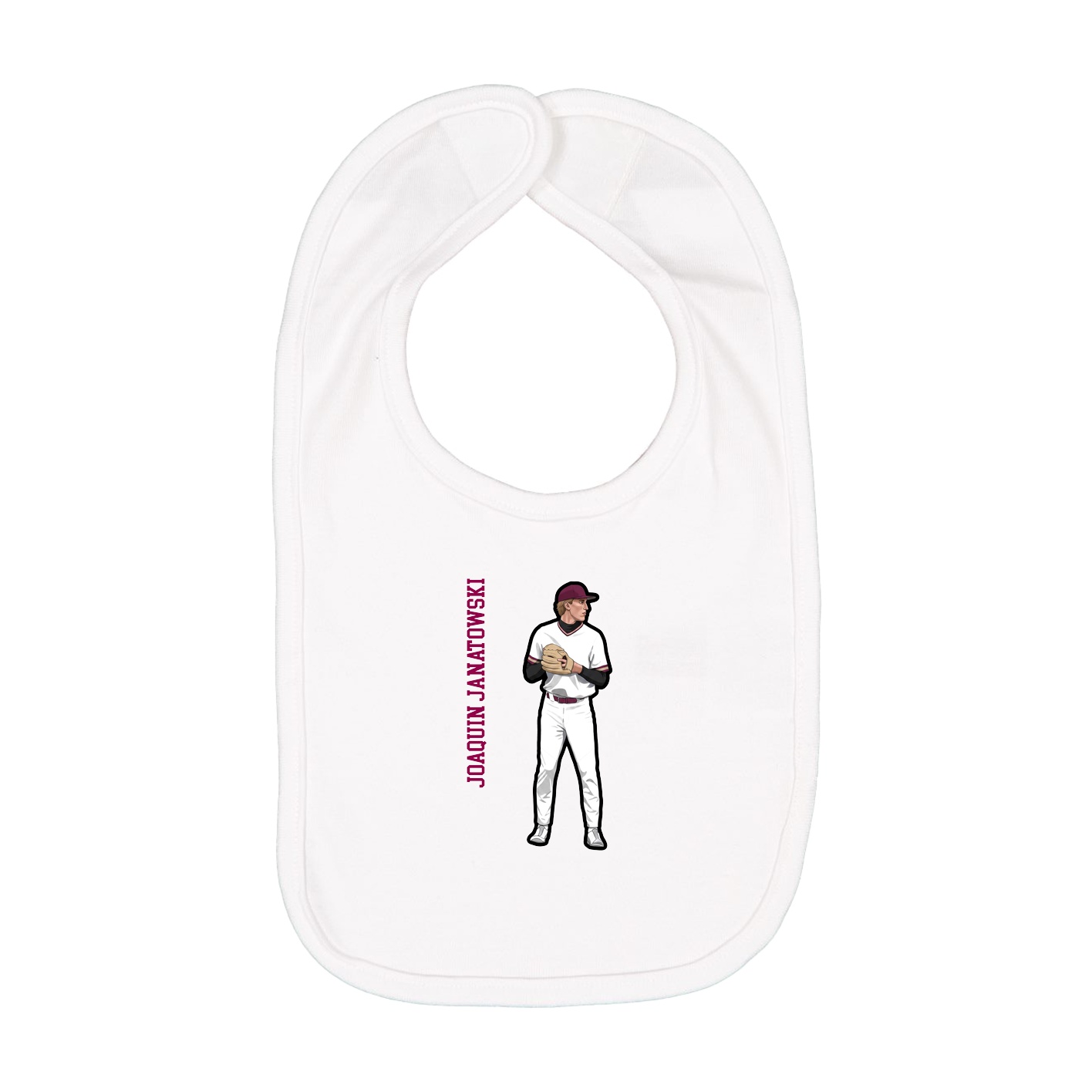 Infant Bib — Name Vertical in White