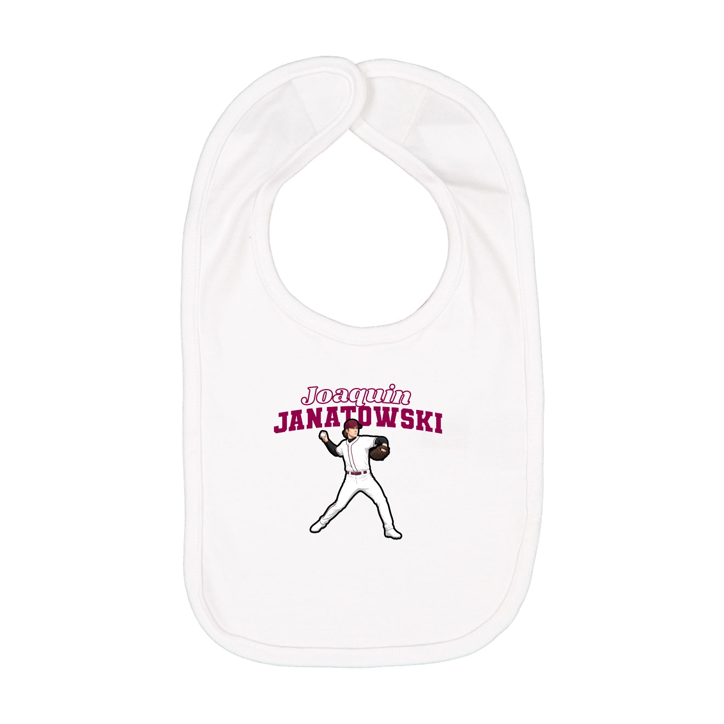 Infant Bib — Name Arch in White