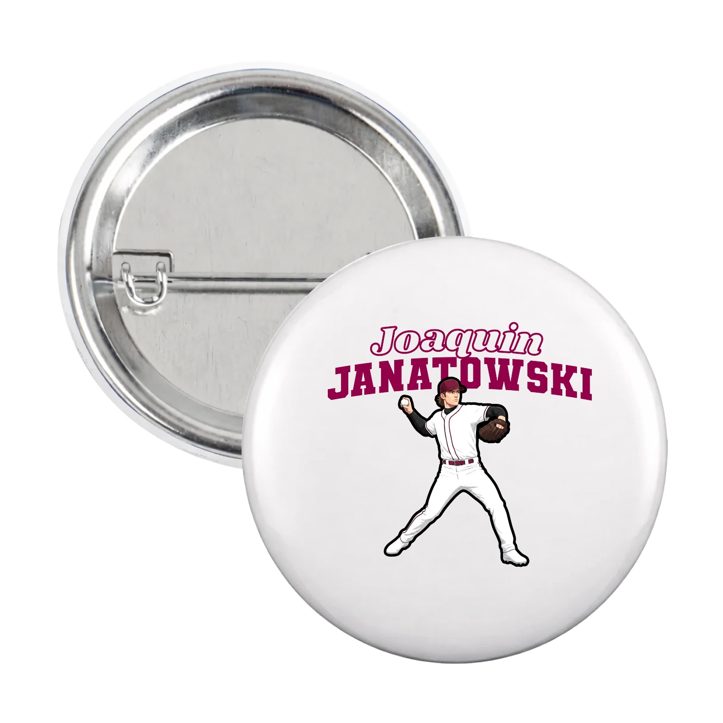 Game Day Button — Name Arch in White