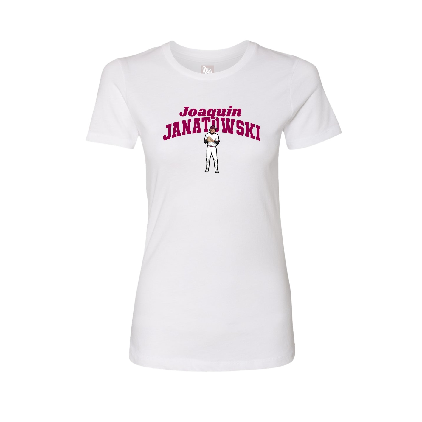 Fitted Women's Tee — Signature Arch in White