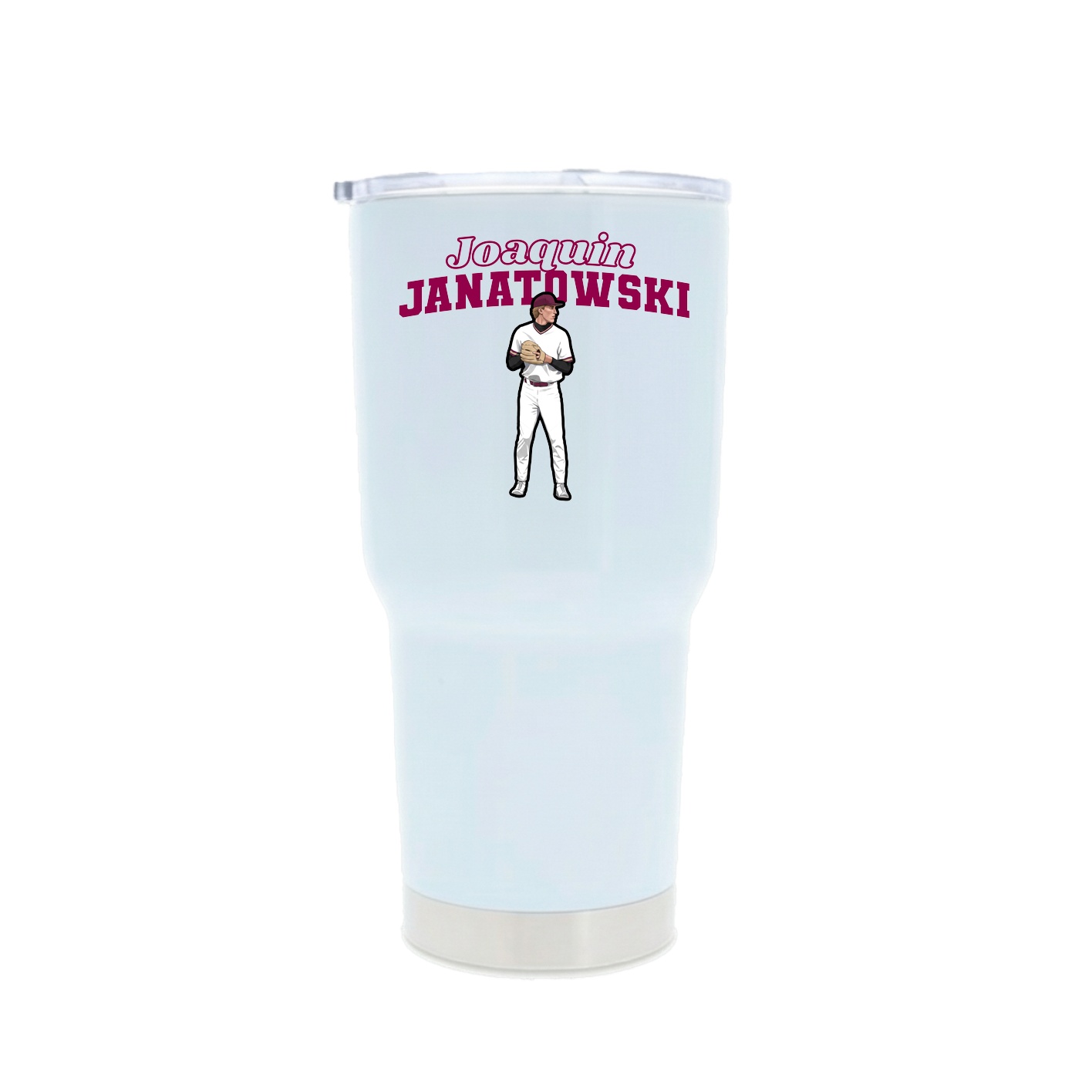 30oz Stainless Steel Tumbler — Name Arch in White