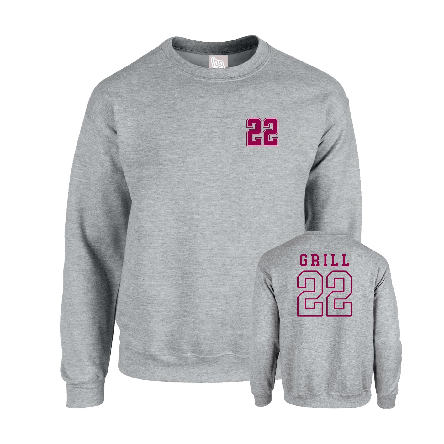 Fleece Crew — Chest Back in Grey