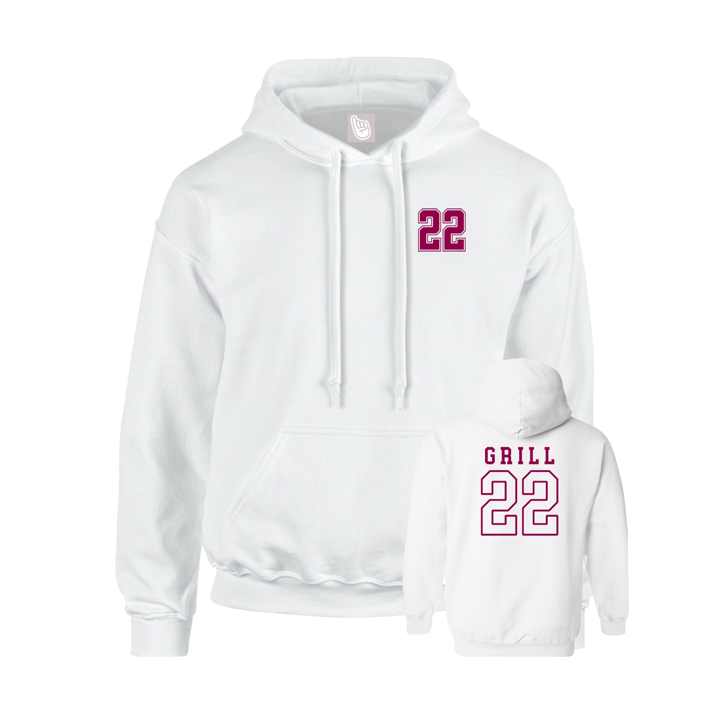 Youth Hoodie — Chest Back in White