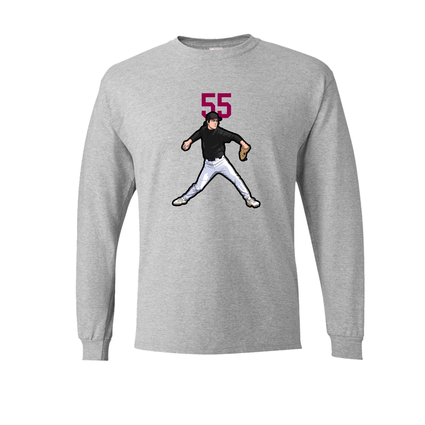 Long Sleeve Tee — Number Top in Grey