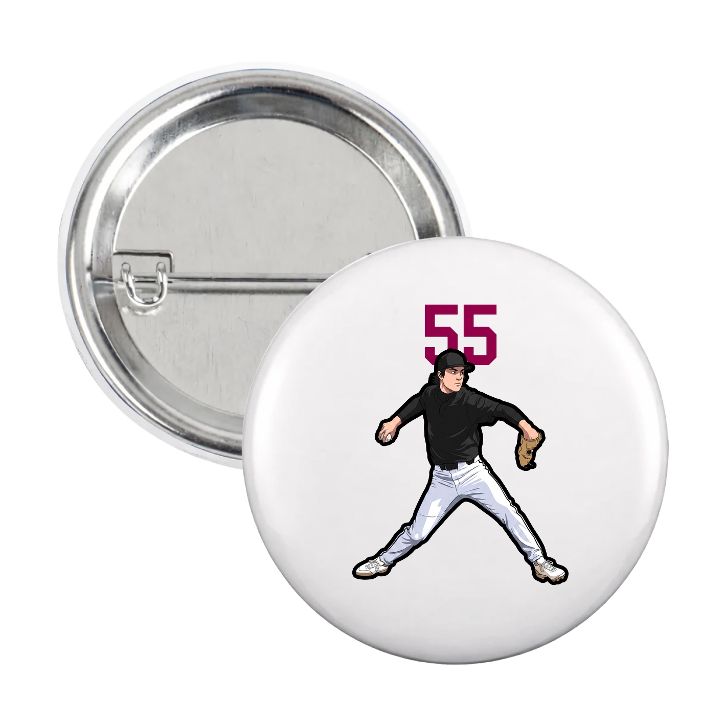 Game Day Button — Number Top in White