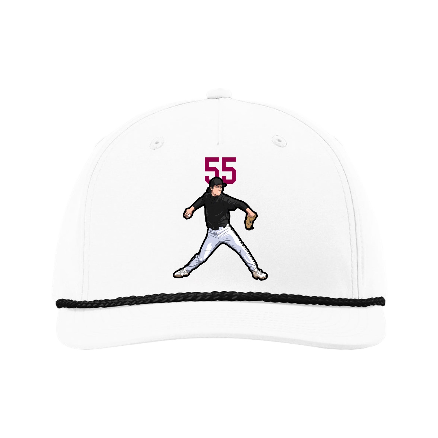 Five-Panel Classic Rope Cap — Number Top in White