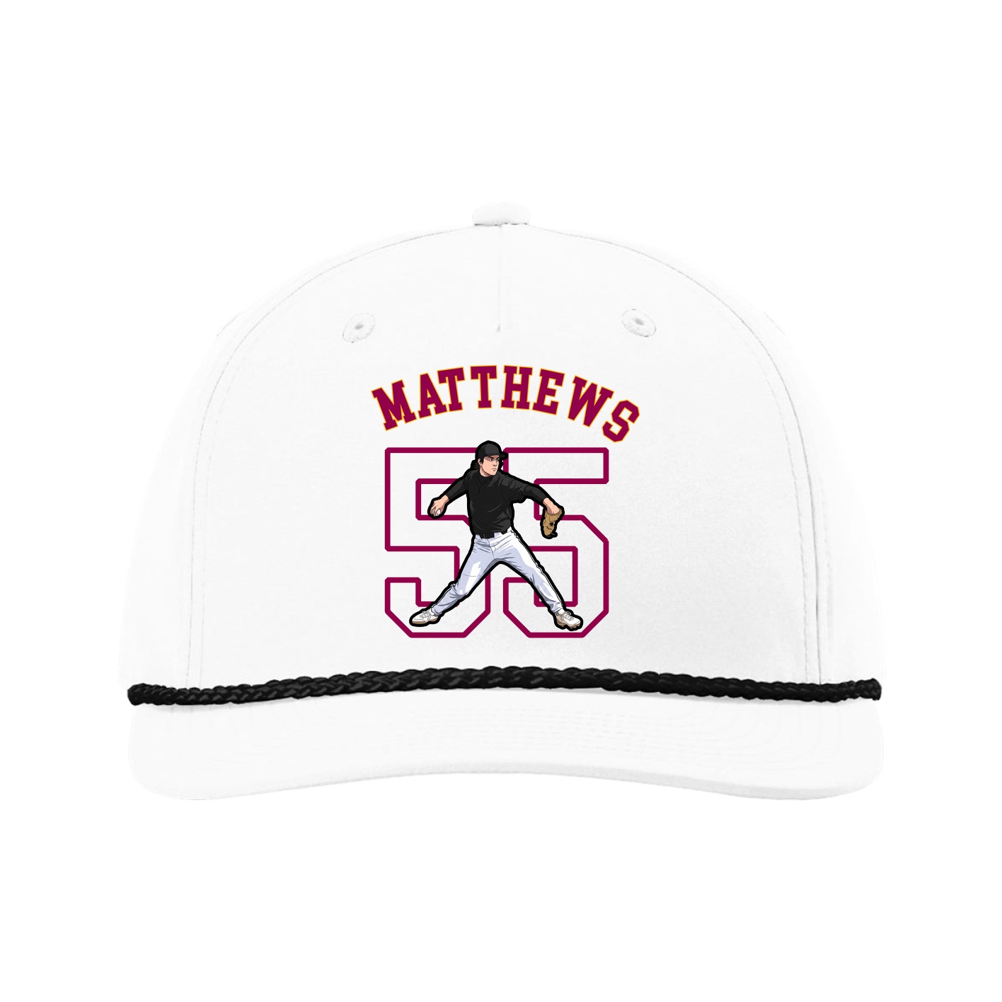 Five-Panel Classic Rope Cap — Shirsey Arch in White