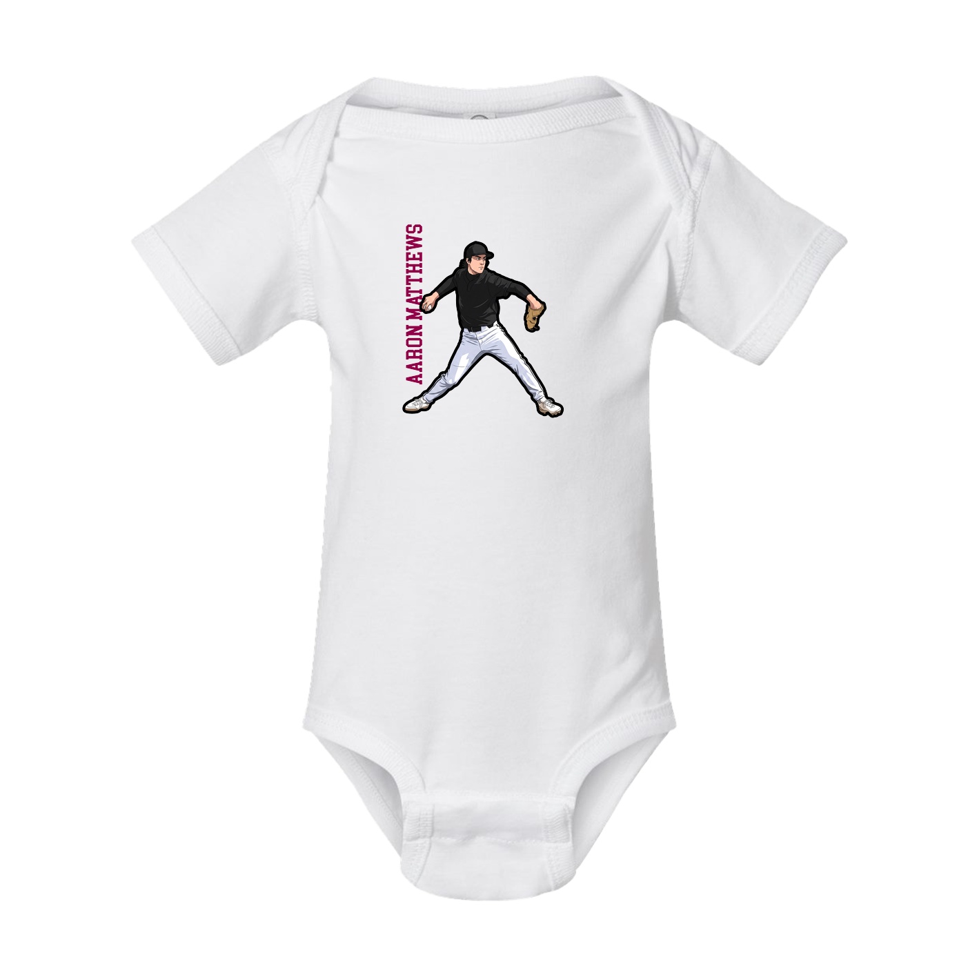 Baby Onesie — Name Vertical in White