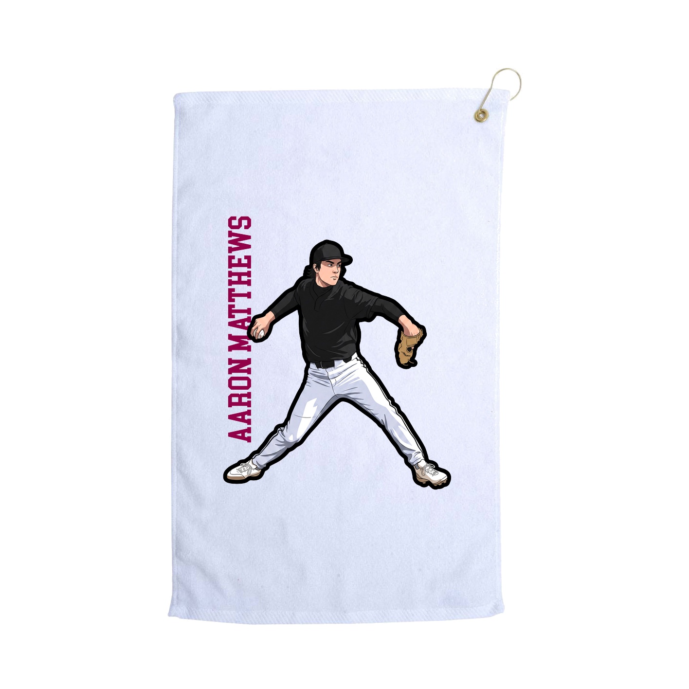 Golf Towel — Name Vertical in White