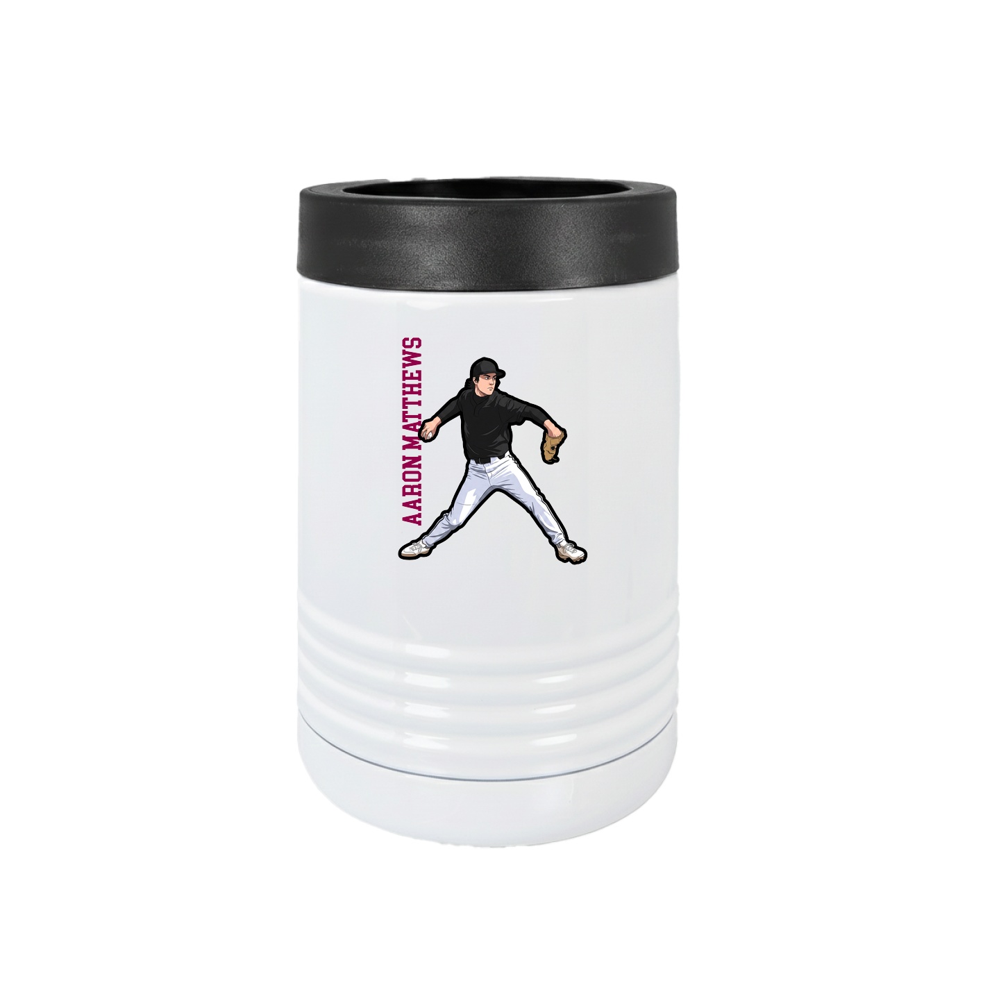 Beverage Holder — Name Vertical in White