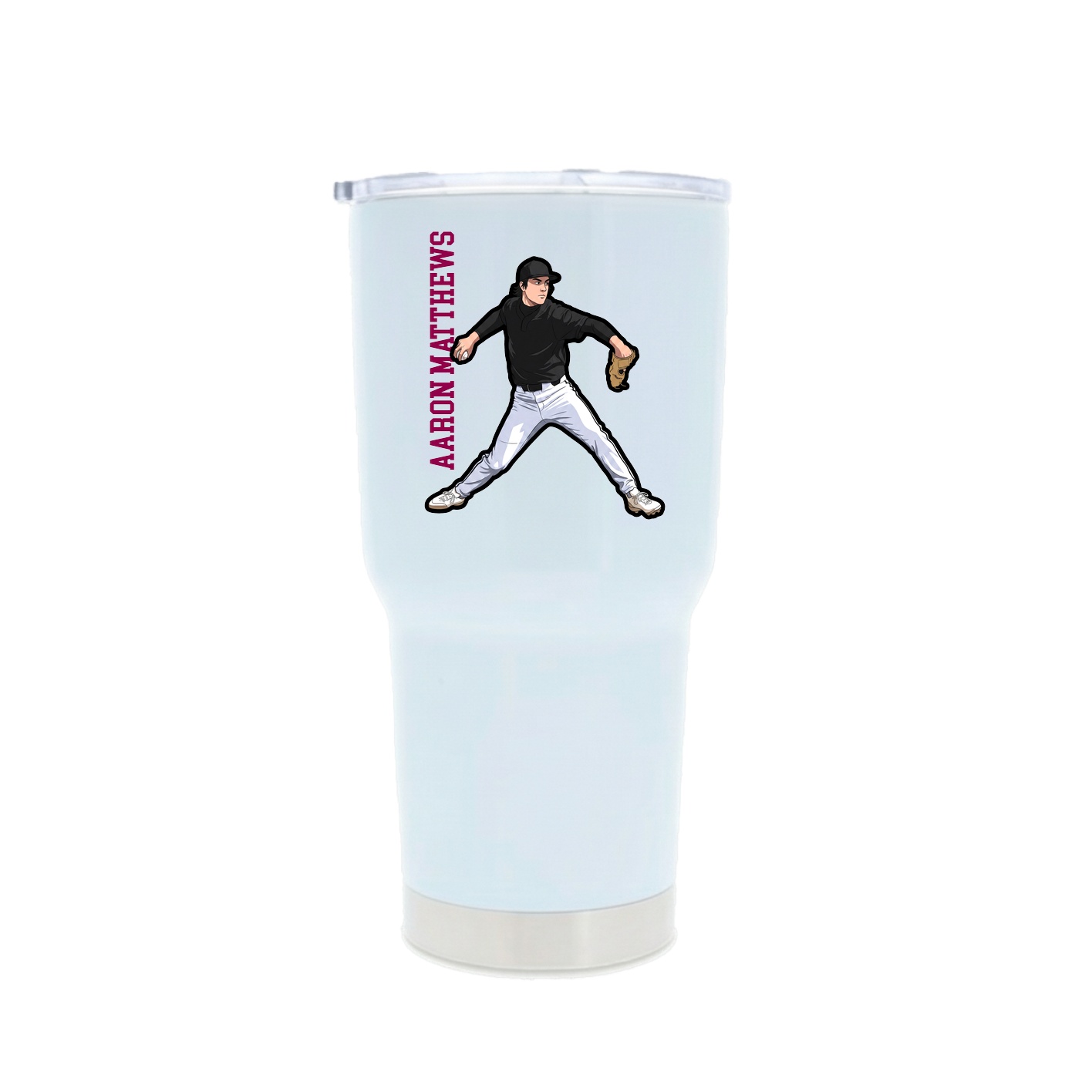 30oz Stainless Steel Tumbler — Name Vertical in White