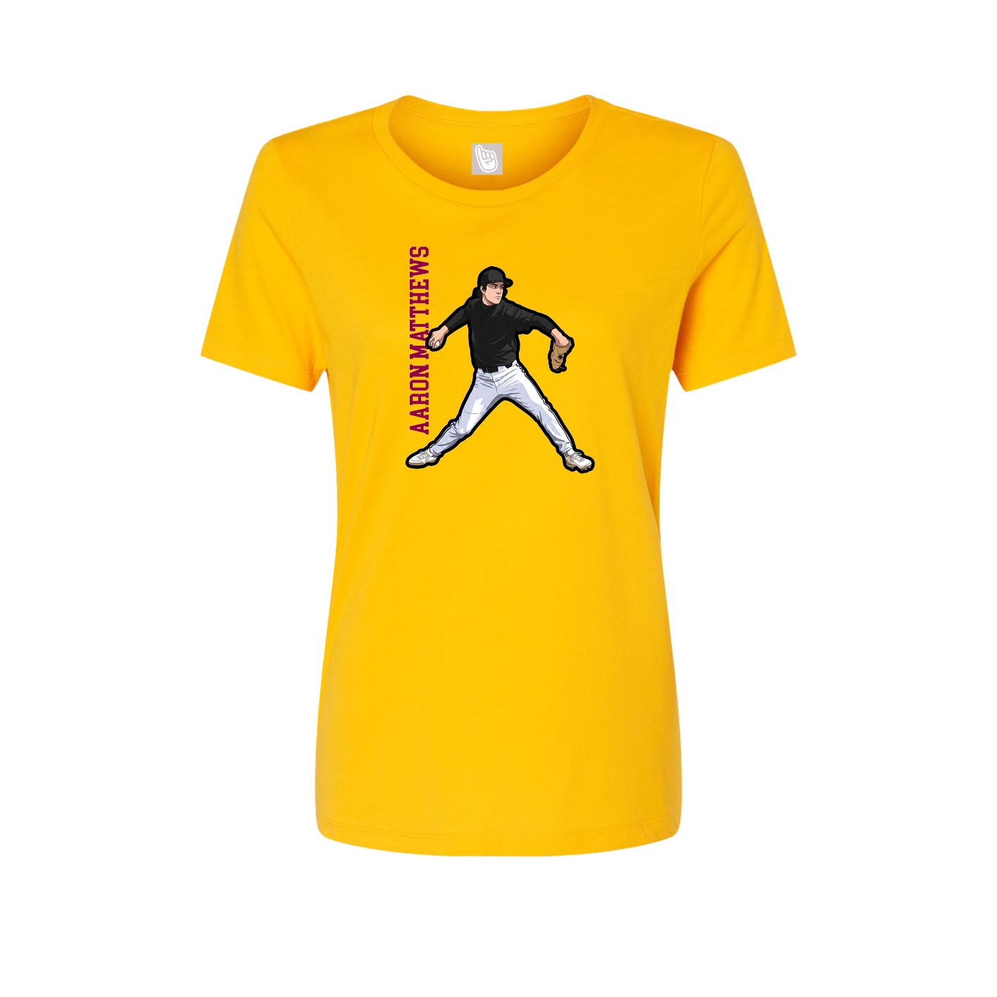 Fitted Women's Tee — Name Vertical in Gold