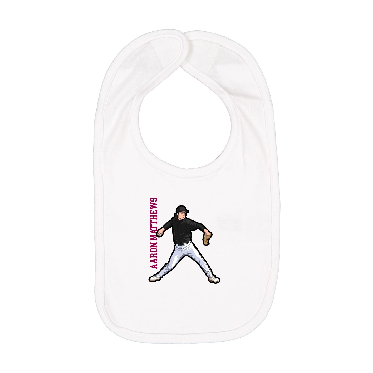 Infant Bib — Name Vertical in White