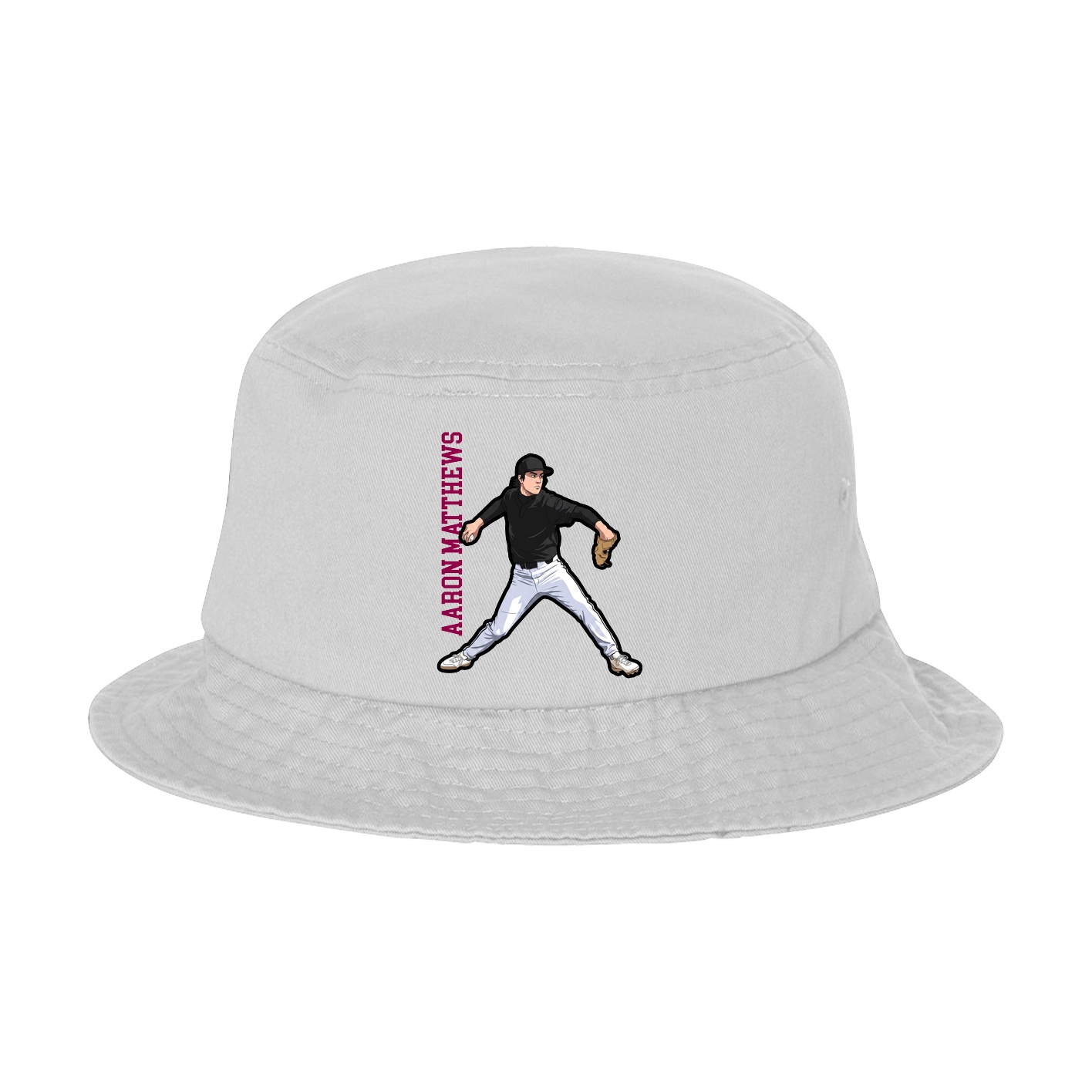 Bucket Cap — Name Vertical in White