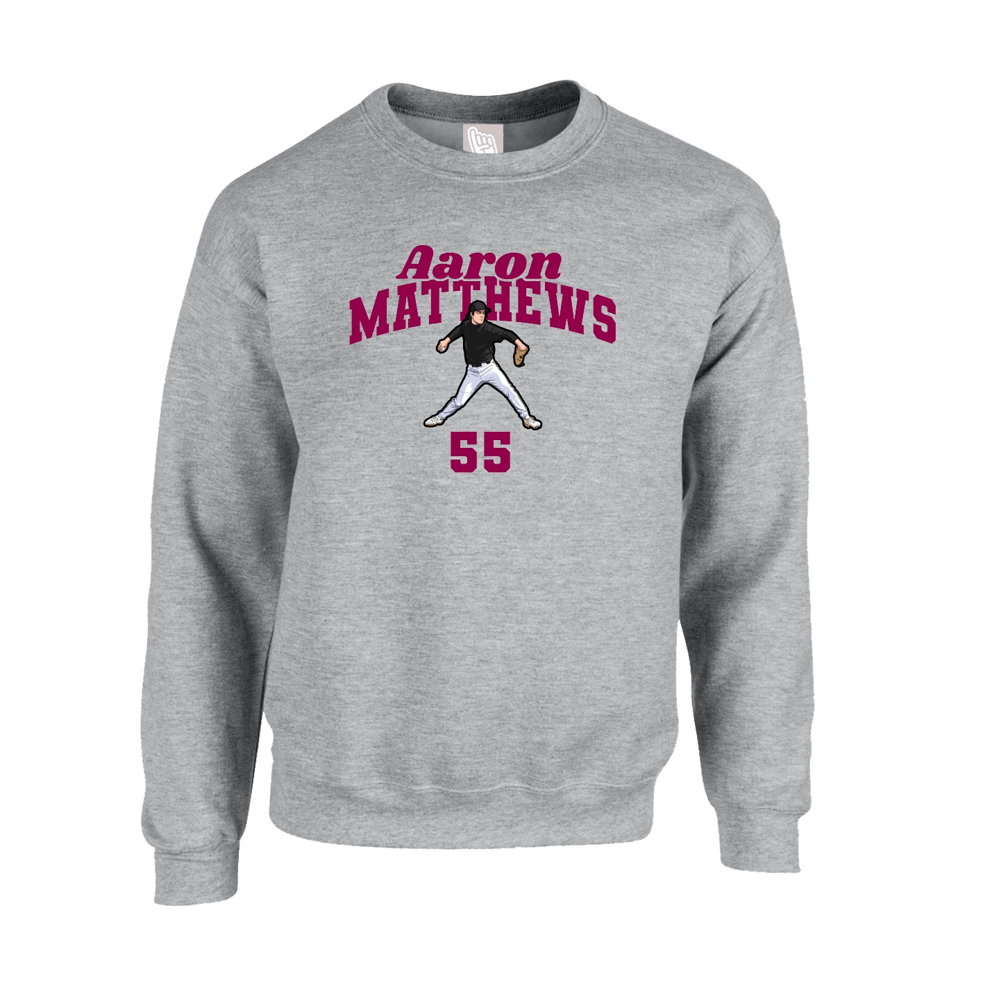 Fleece Crew — Signature Arch in Grey