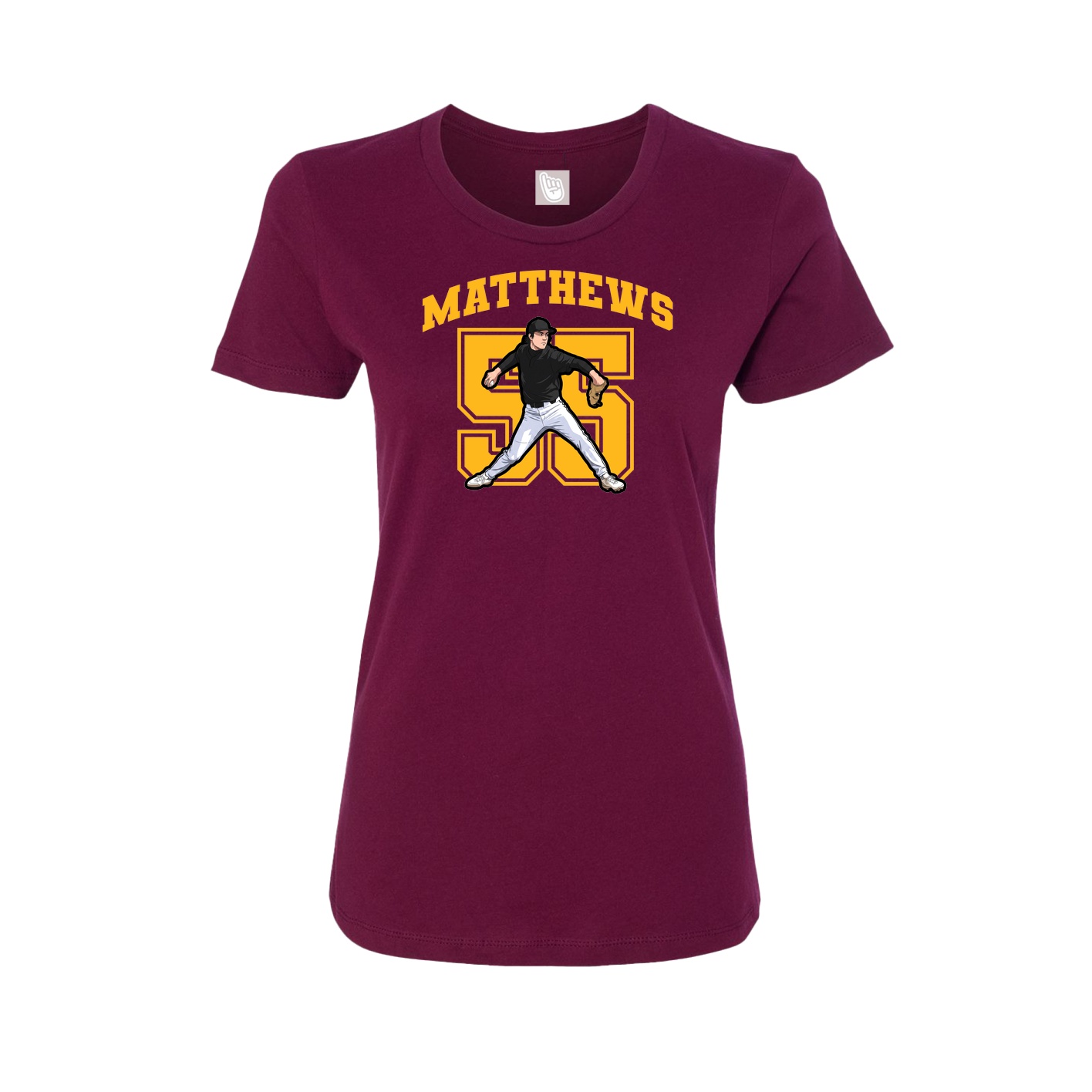Fitted Women's Tee — Number in Maroon