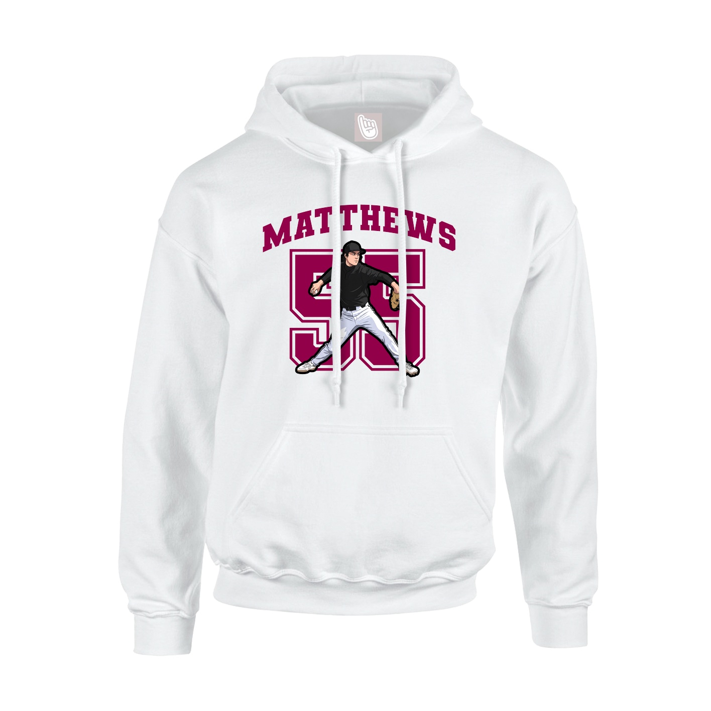Youth Hoodie — Number in White